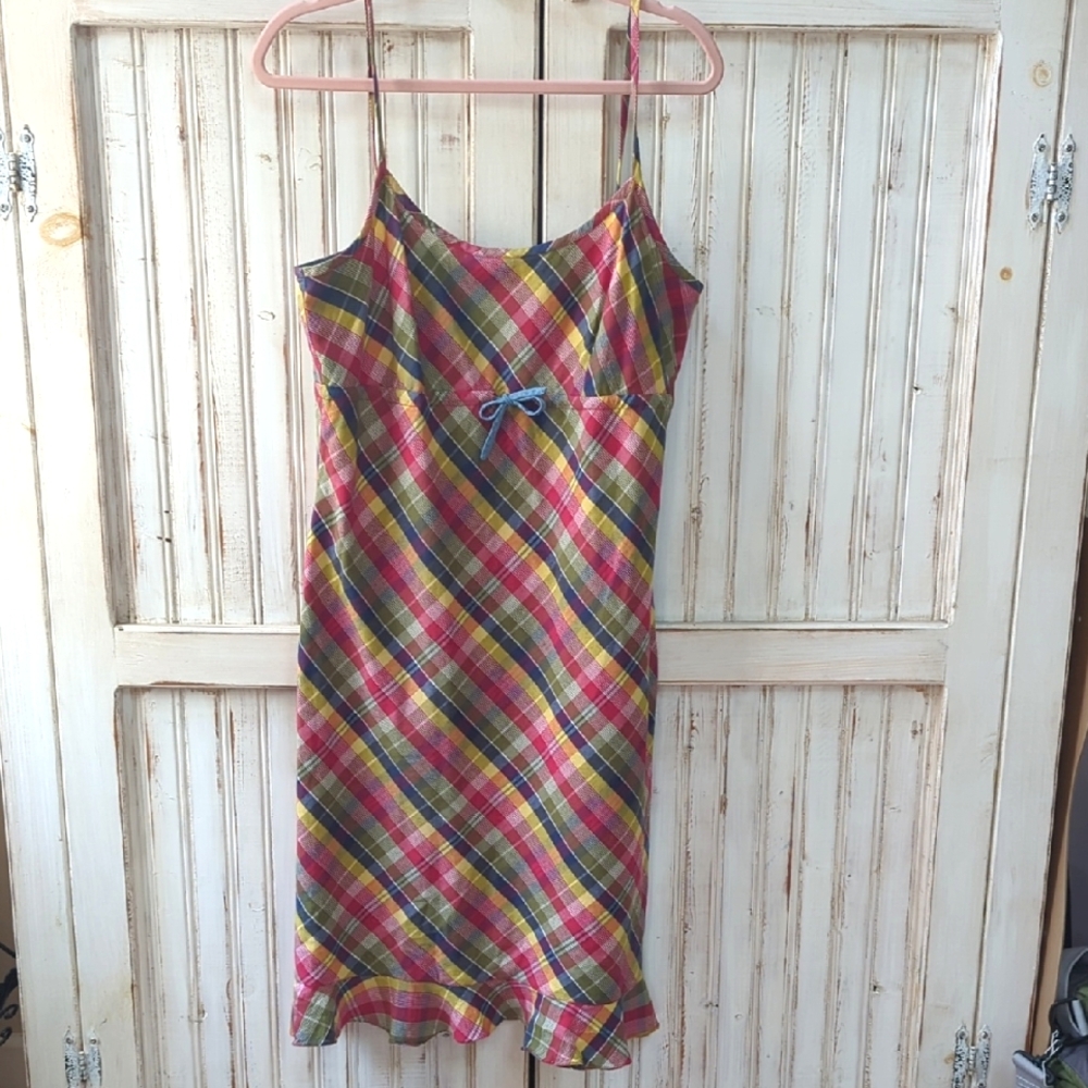 Tommy Hilfiger, Plaid / Check Sleeveless Dress, Ruffle Bottom Size 12